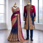 Luxury Gradient Embroidered Saree And a Matching Groom's Sherwani