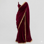 Maroon or Magenta Moslin Saree