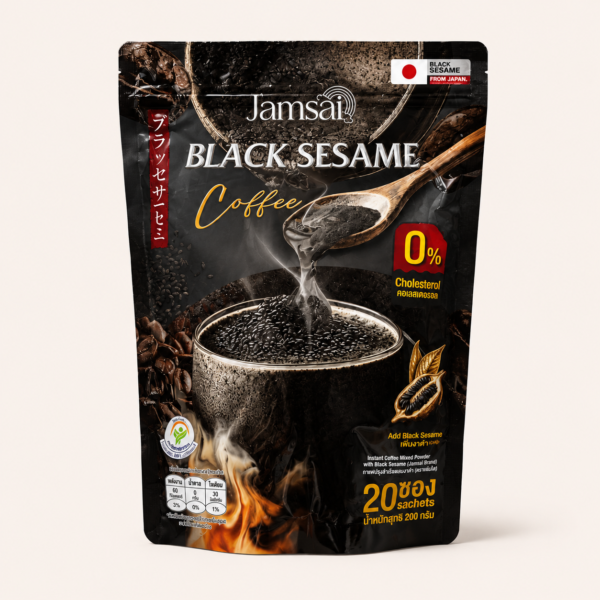 Jamsai Black Sesame Coffee – Premium Instant Black Sesame Coffee (20 Sachets)