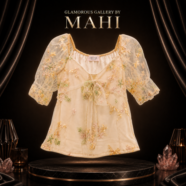 Thai Embroidered Organza Puff Sleeve