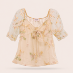 Thai Embroidered Organza Puff Sleeve - Image 2