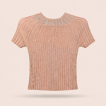 Shimmer Ribbed Knit Short-Sleeve Top - Image 3