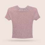 Shimmer Ribbed Knit Short-Sleeve Top - Image 4