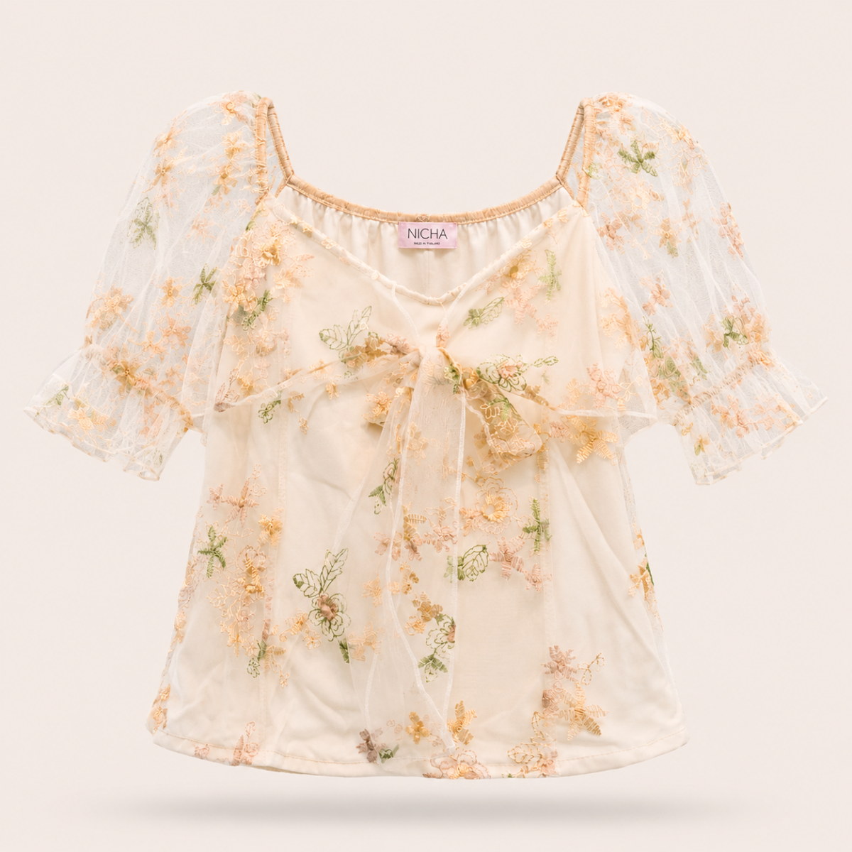Thai Embroidered Organza Puff Sleeve - Image 8