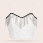 Rhinestone Fringe Corset Crop Top - Image 2