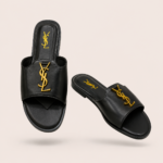 Luxury YSL Open-Toe Flat Slide Sandals - Image 4