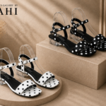 ZEVIDA Polka Dot Low Block Heel Sandals