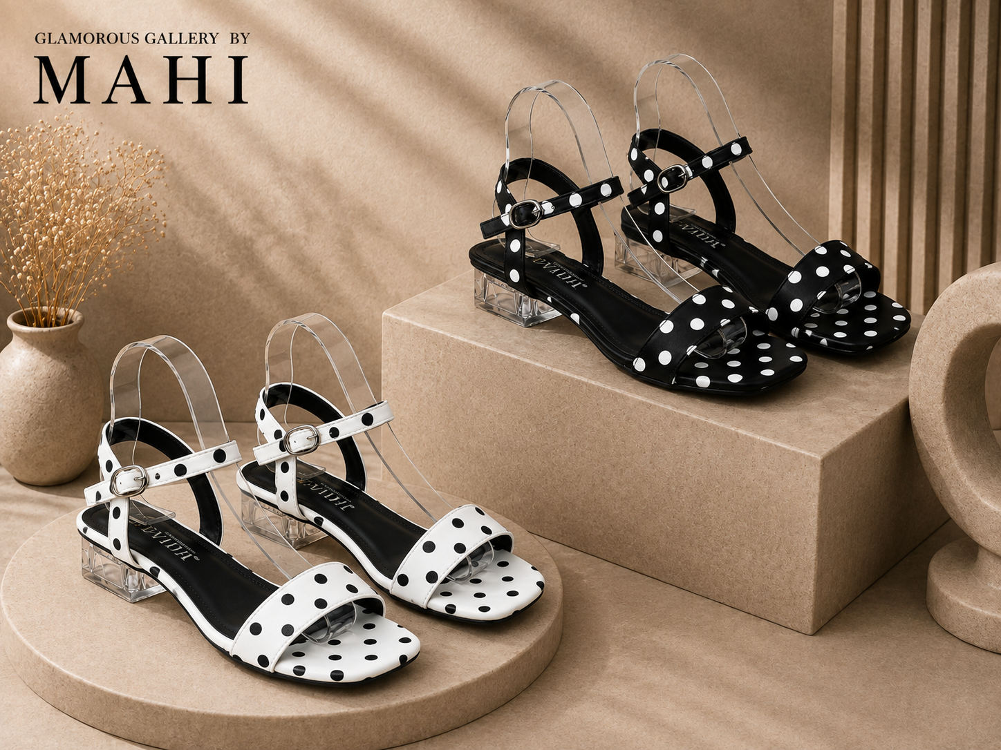 602d6f24-0236-4790-993a-c4d2a9d84596 ZEVIDA Polka Dot Low Block Heel Sandals - Image 1
