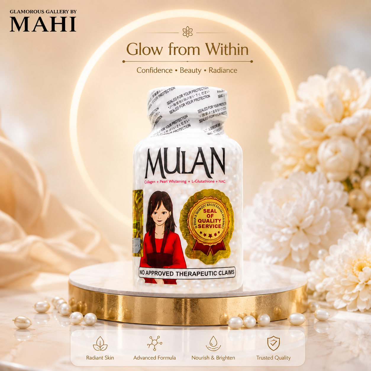 mulan glutathione – Glamorous Gallery By Mahi Actives_fine lines & wrinkles Come along with me, Color:6