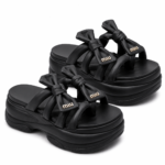 Bow-Knot Chunky Platform Slide Sandals - Image 4