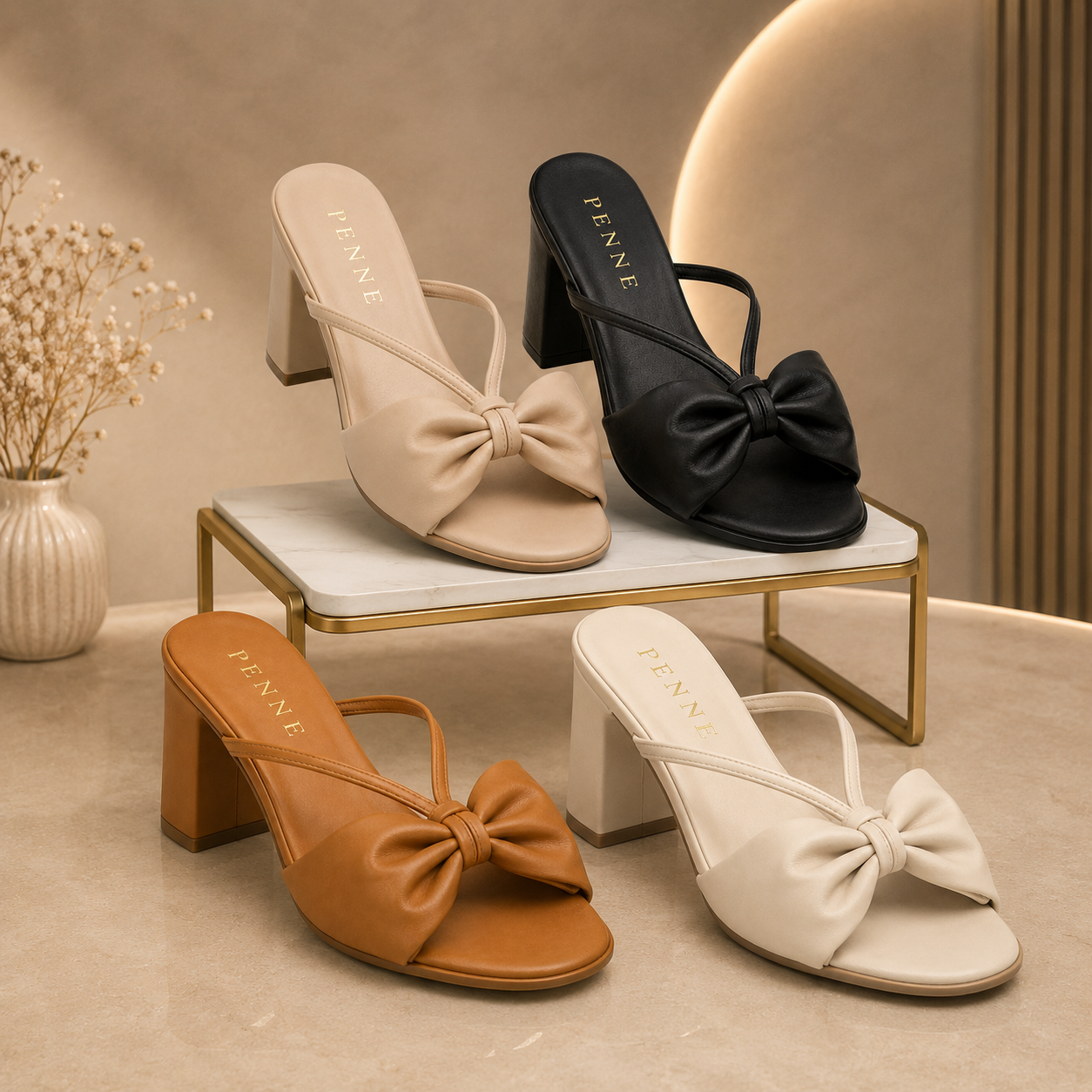 d25e3664-0c1b-4943-9142-315f688cebfc Penne Bow-Knot Cross-Strap Block Heel - Image 1