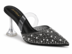 ZEVIDA Pearl & Rhinestone Pointed-Toe Heeled Mules - Image 3