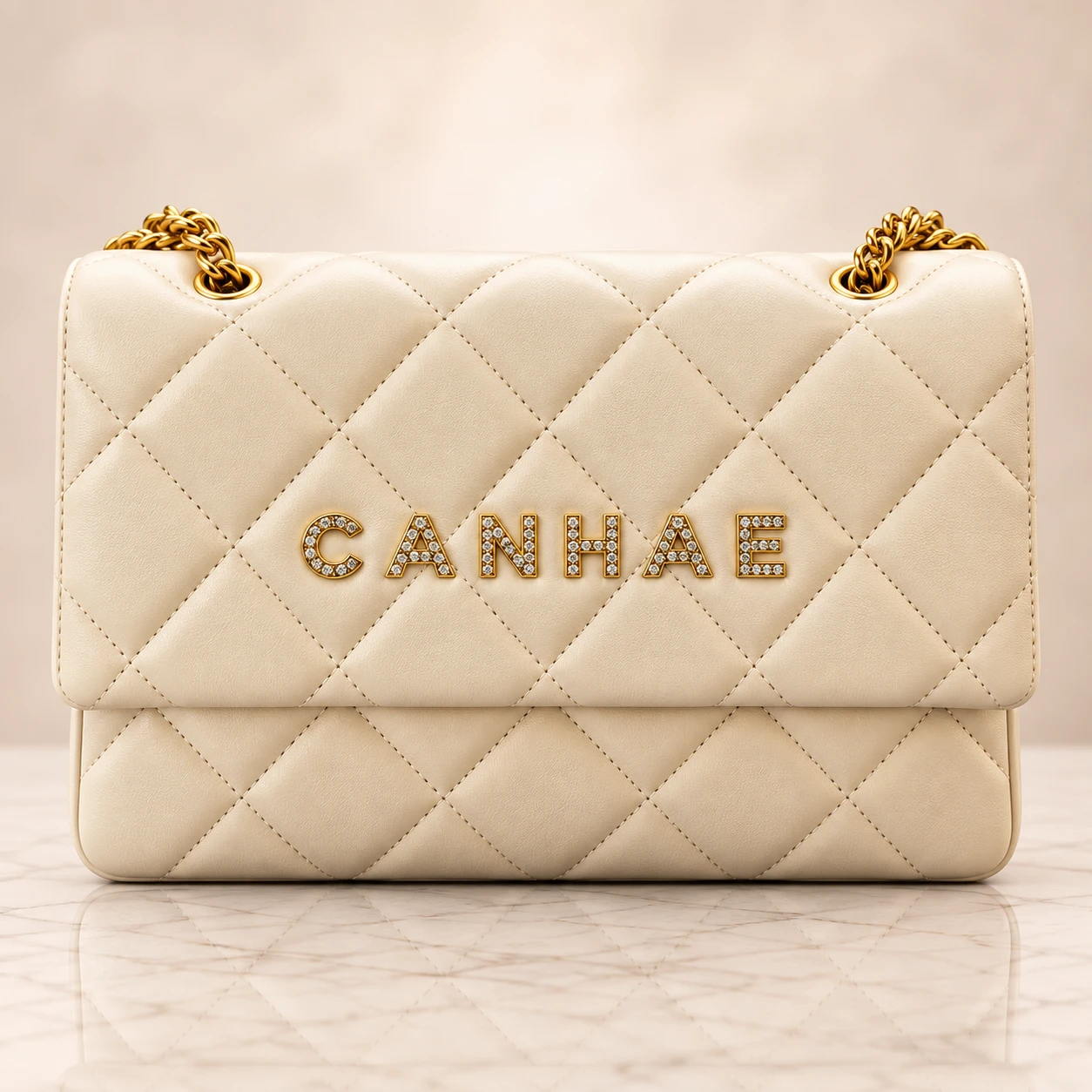 CANHAE diamond quilted chain shoulder bag for women in black, cream and chocolate brown colors