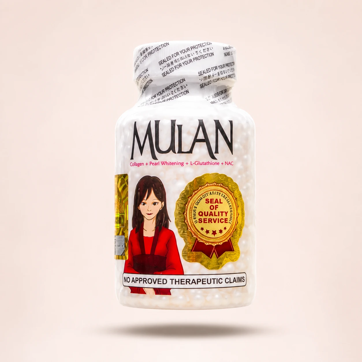 MULAN Pearl Whitening + Collagen + L-Glutathione + NAC Food Supplement – 60 Capsules